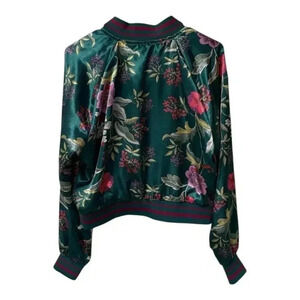 Charlotte‎ Russe Satin floral Print Cropped Bomber Varsity Jacket Size 2x